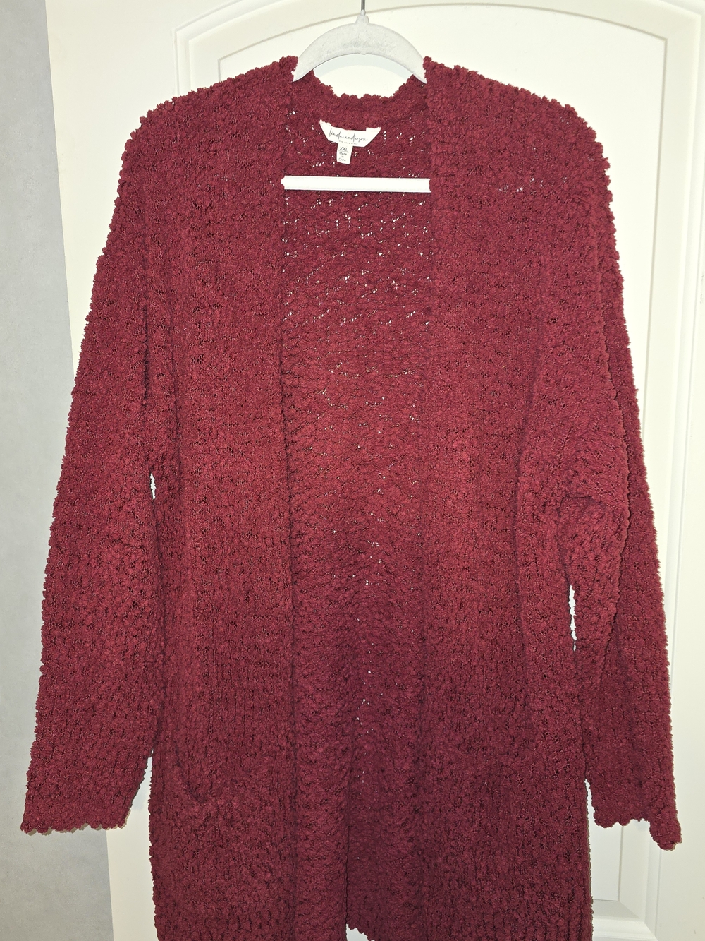 Cozy Open-Front Cardigan Sweater - Wine